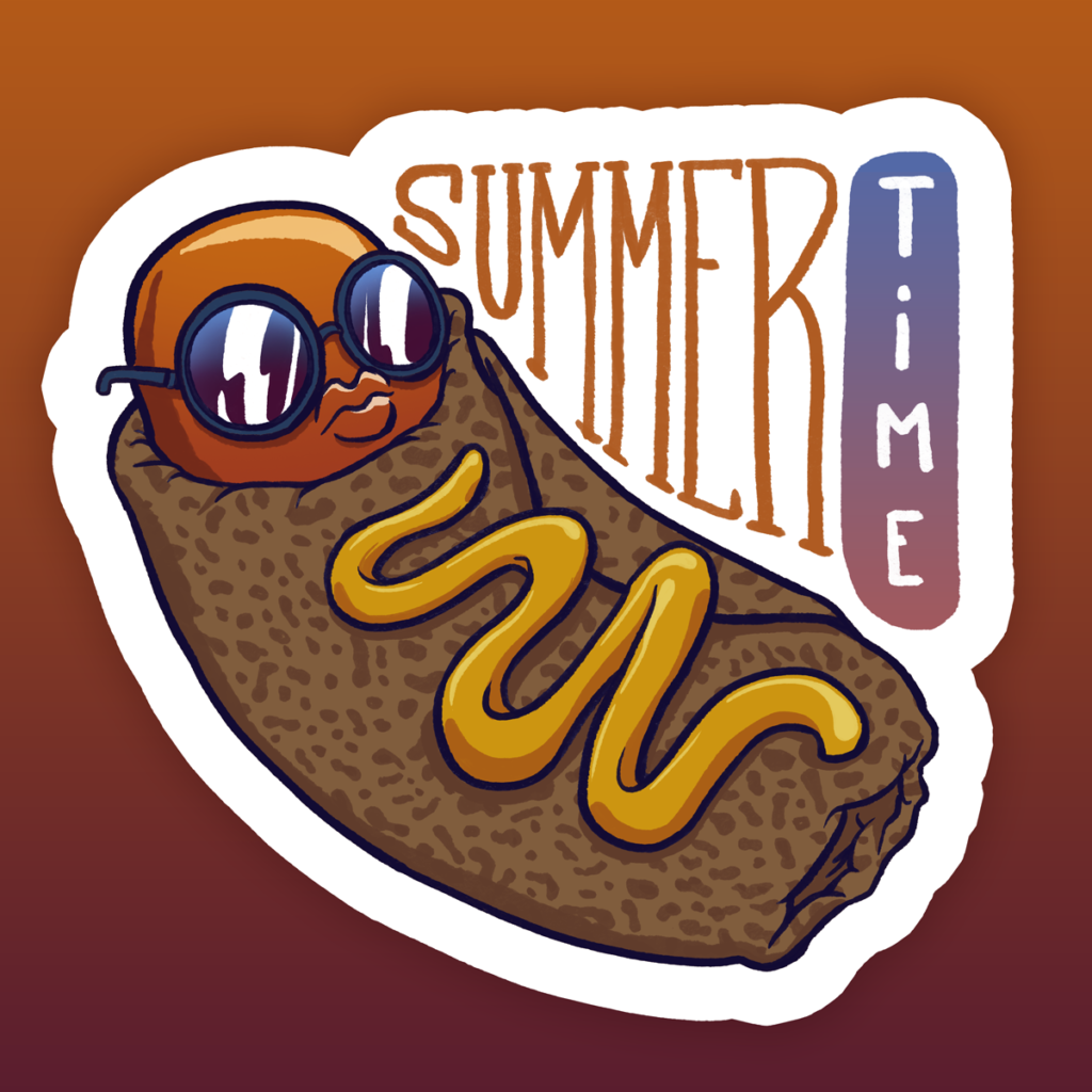 illustration sticker galette saucisse summer time