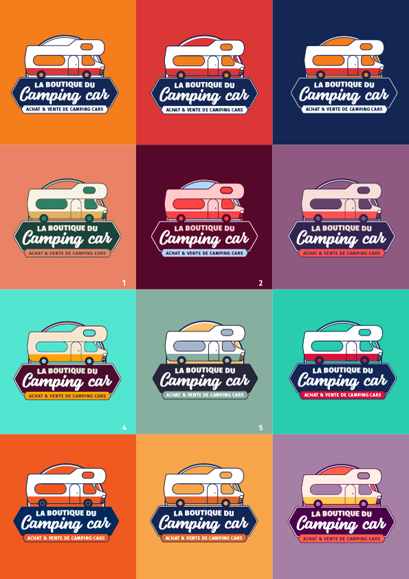 propositions de couleur du logo de la boutique du camping-car