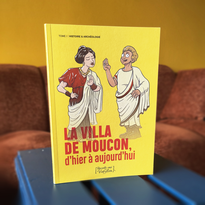 Image du livre "La Villa de Moucon, d'hier à aujourd'hui" posé dans un salon